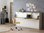TS Möbel Quer Wandbett Schrankbett Singlo Desk mit Schreibtisch 90 x 200 cm, in Weiß-Buche